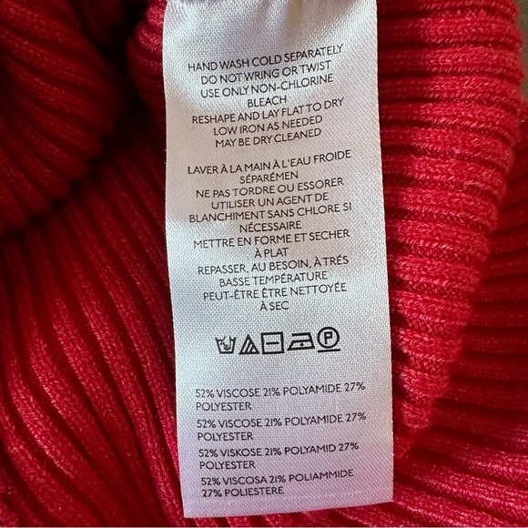 By Anthropologie V-Neck Strappy Ribbed Buttons Up Red Crop Cardigan Sweater Sz M - Picture 12 of 13